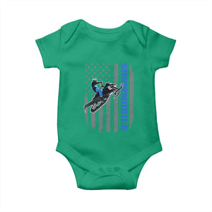Snowmobile American Flag Snowcross Riding Winter Sport Baby Onesie TS11 Irish Green Print Your Wear