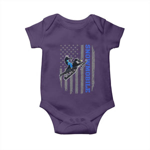 Snowmobile American Flag Snowcross Riding Winter Sport Baby Onesie TS11 Purple Print Your Wear