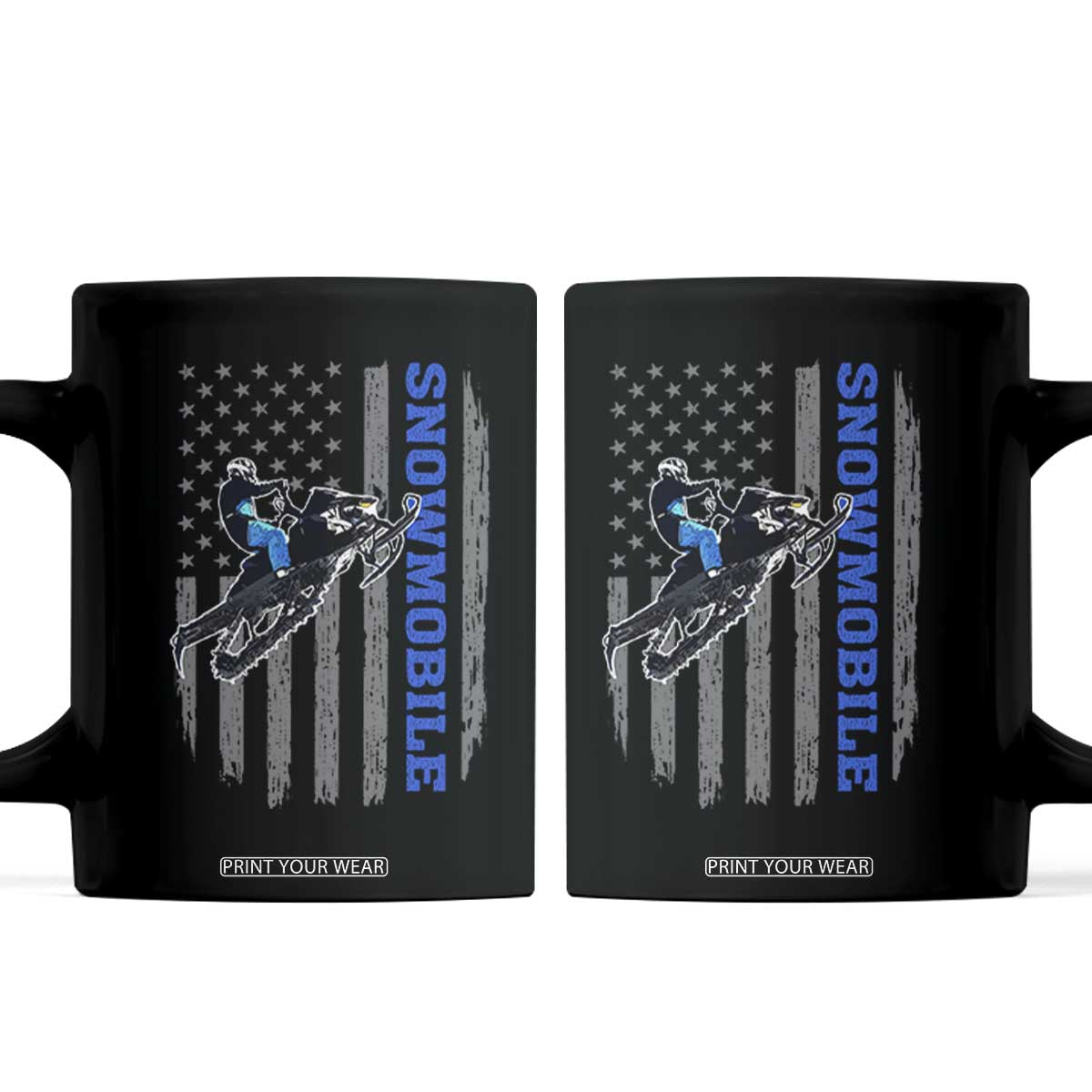 Snowmobile American Flag Snowcross Riding Winter Sport Coffee Mug TS11 Black Print Your Wear