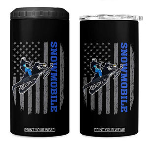Snowmobile American Flag Snowcross Riding Winter Sport 4 in 1 Can Cooler Tumbler TS11 One Size: 16 oz Black Print Your Wear