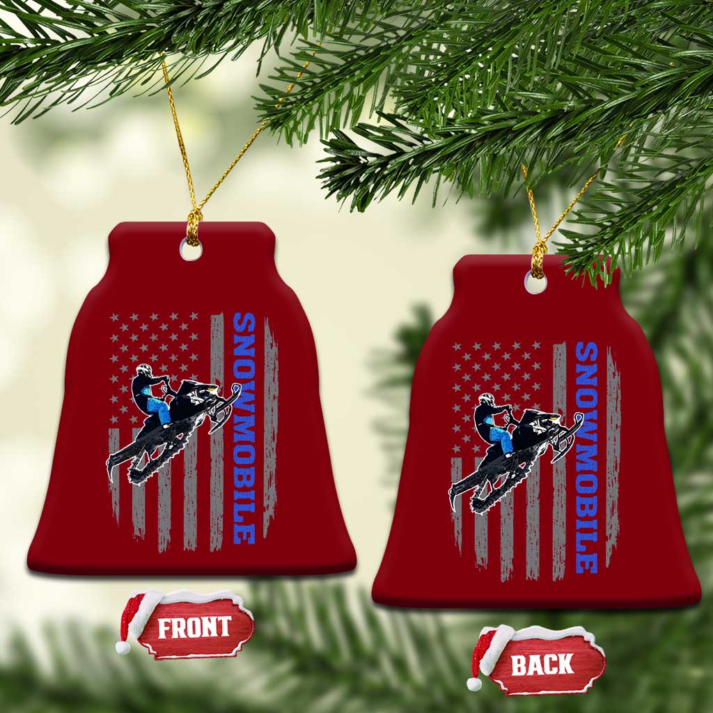 Snowmobile American Flag Snowcross Riding Winter Sport Ceramic Ornament TS11 Print Your Wear