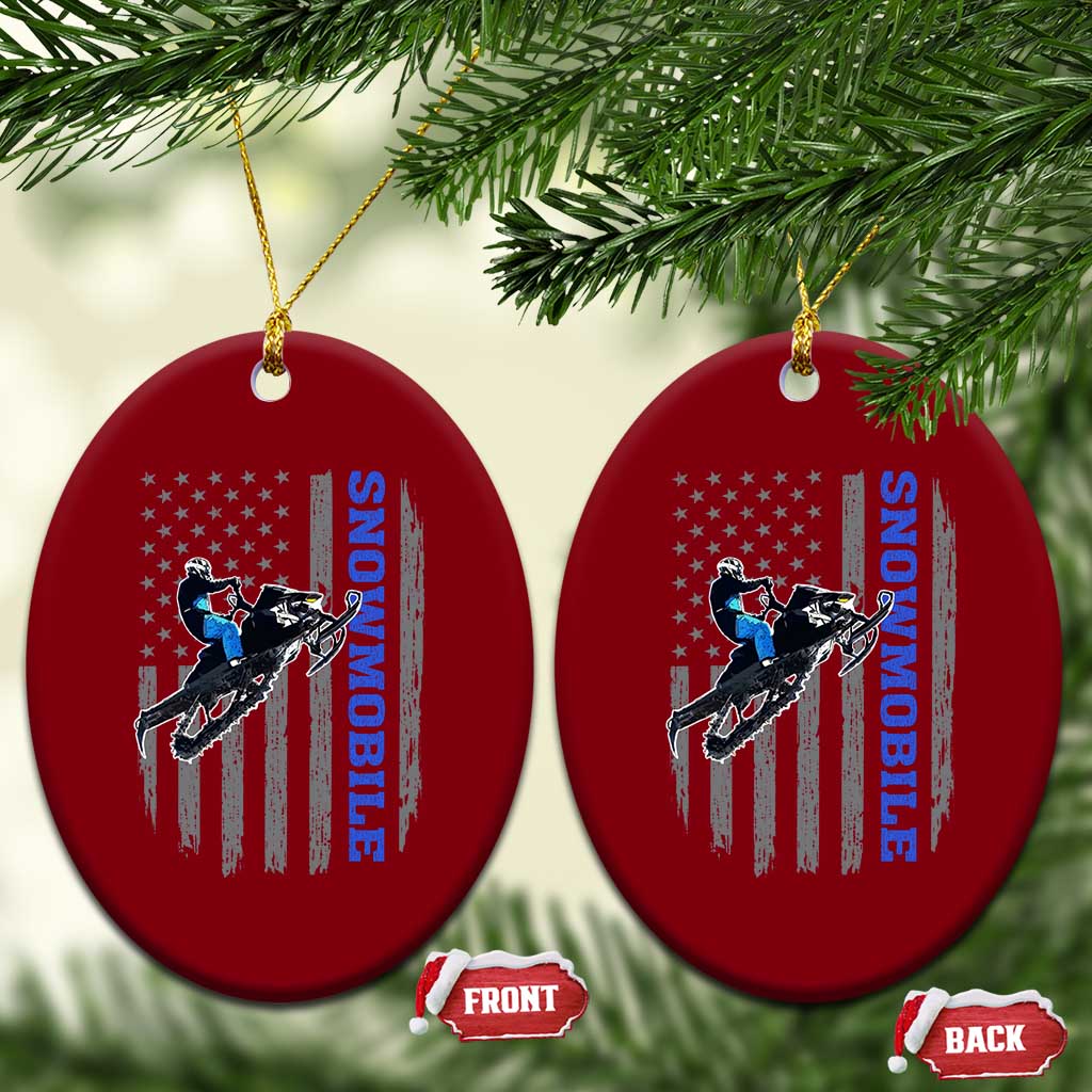 Snowmobile American Flag Snowcross Riding Winter Sport Ceramic Ornament TS11 Print Your Wear