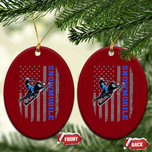 Snowmobile American Flag Snowcross Riding Winter Sport Ceramic Ornament TS11 Print Your Wear