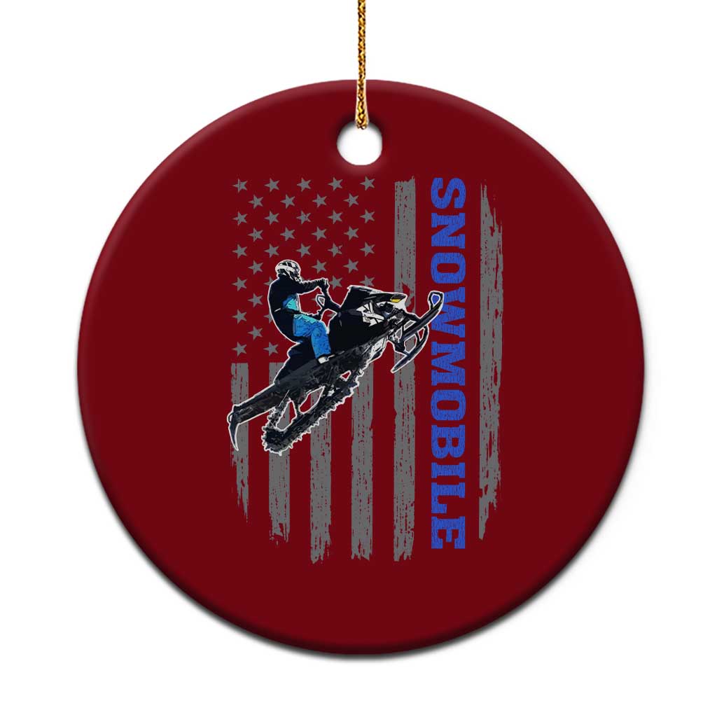 Snowmobile American Flag Snowcross Riding Winter Sport Ceramic Ornament TS11 1pc Red Print Your Wear