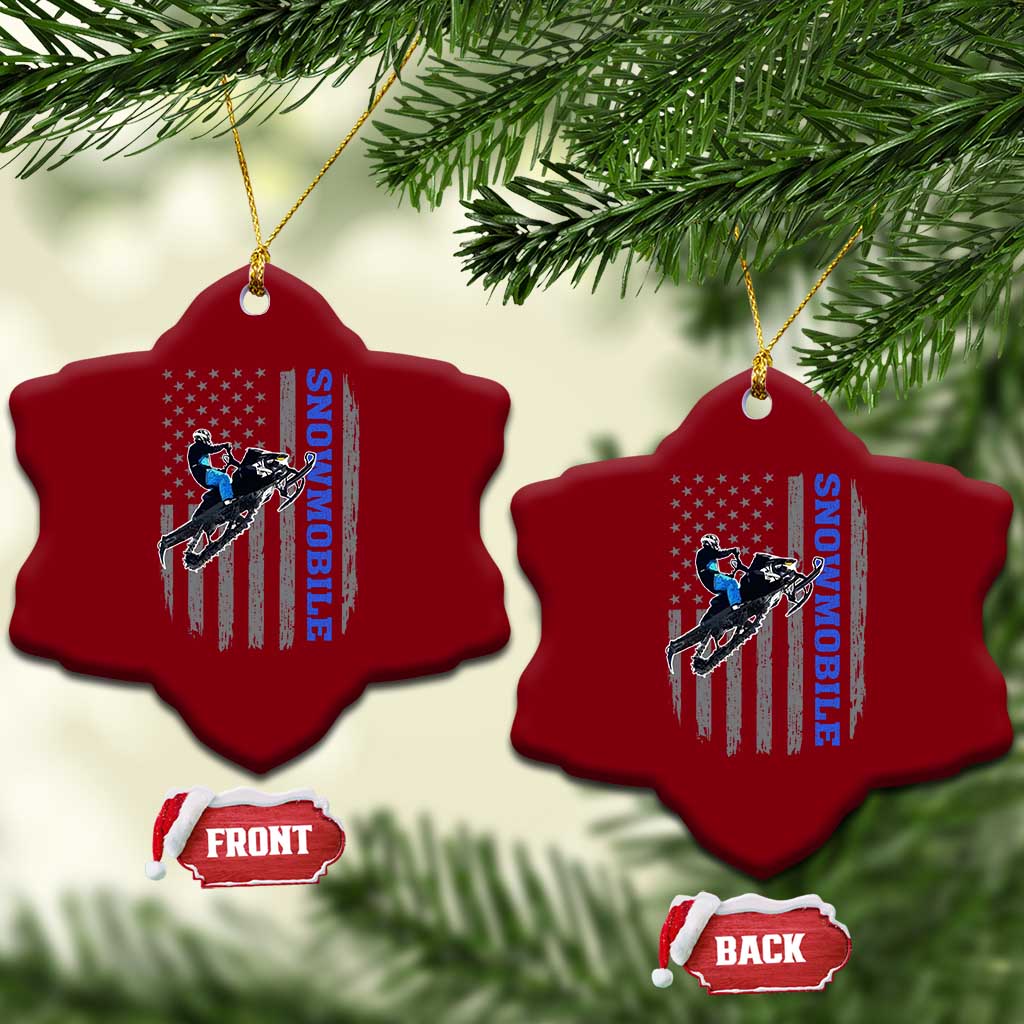 Snowmobile American Flag Snowcross Riding Winter Sport Ceramic Ornament TS11 Print Your Wear
