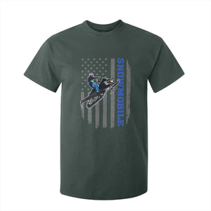 Snowmobile American Flag Snowcross Riding Winter Sport T Shirt For Kid TS11 Dark Forest Green Print Your Wear