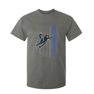 Snowmobile American Flag Snowcross Riding Winter Sport T Shirt For Kid TS11 Military Green Print Your Wear