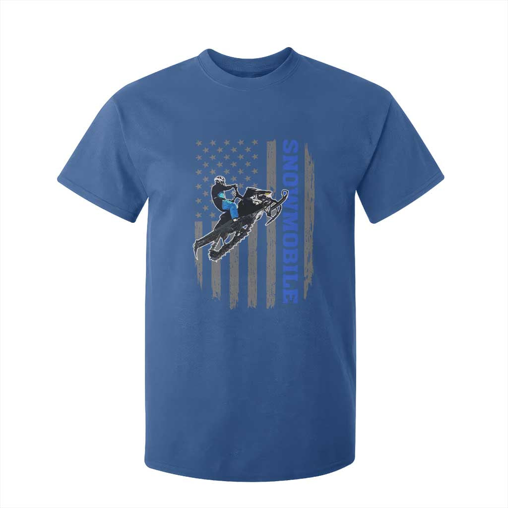 Snowmobile American Flag Snowcross Riding Winter Sport T Shirt For Kid TS11 Royal Blue Print Your Wear