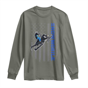 Snowmobile American Flag Snowcross Riding Winter Sport Long Sleeve Shirt TS11 Military Green Print Your Wear