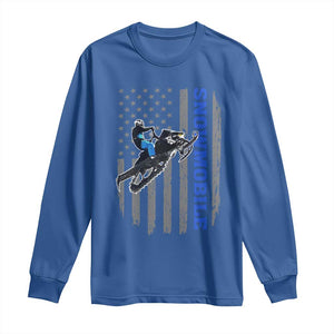 Snowmobile American Flag Snowcross Riding Winter Sport Long Sleeve Shirt TS11 Royal Blue Print Your Wear