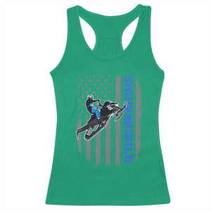 Snowmobile American Flag Snowcross Riding Winter Sport Racerback Tank Top TS11 Irish Green Print Your Wear