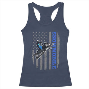 Snowmobile American Flag Snowcross Riding Winter Sport Racerback Tank Top TS11 Navy Print Your Wear