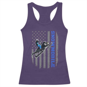 Snowmobile American Flag Snowcross Riding Winter Sport Racerback Tank Top TS11 Purple Print Your Wear