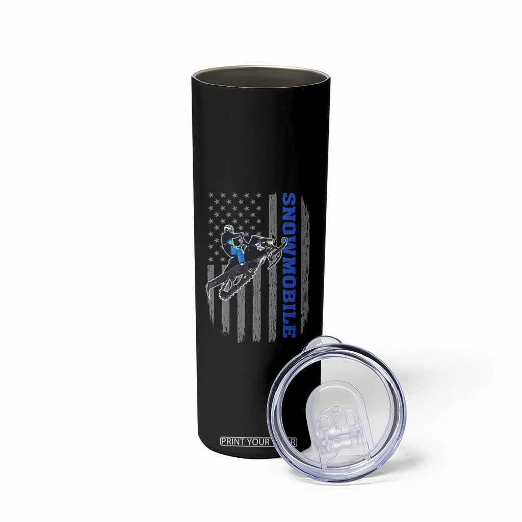 Snowmobile American Flag Snowcross Riding Winter Sport Skinny Tumbler TS11 Print Your Wear