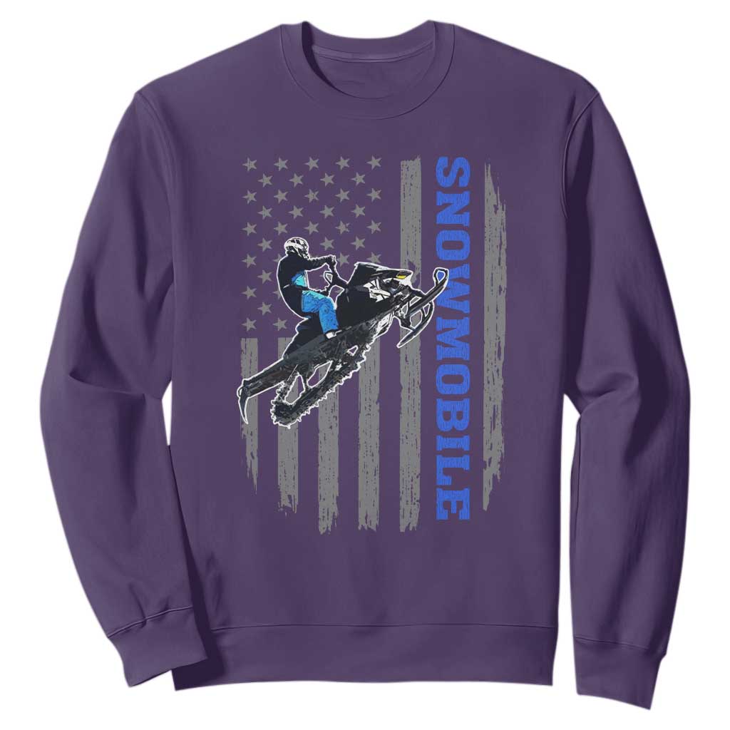 Snowmobile American Flag Snowcross Riding Winter Sport Sweatshirt TS11 Purple Print Your Wear