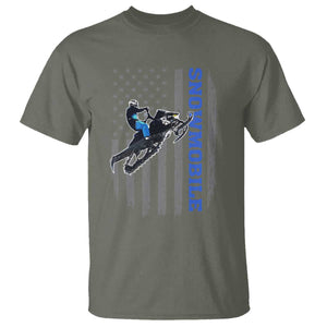 Snowmobile American Flag Snowcross Riding Winter Sport T Shirt TS11 Military Green Print Your Wear
