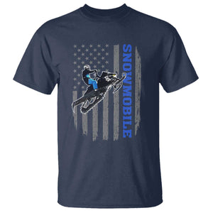 Snowmobile American Flag Snowcross Riding Winter Sport T Shirt TS11 Navy Print Your Wear