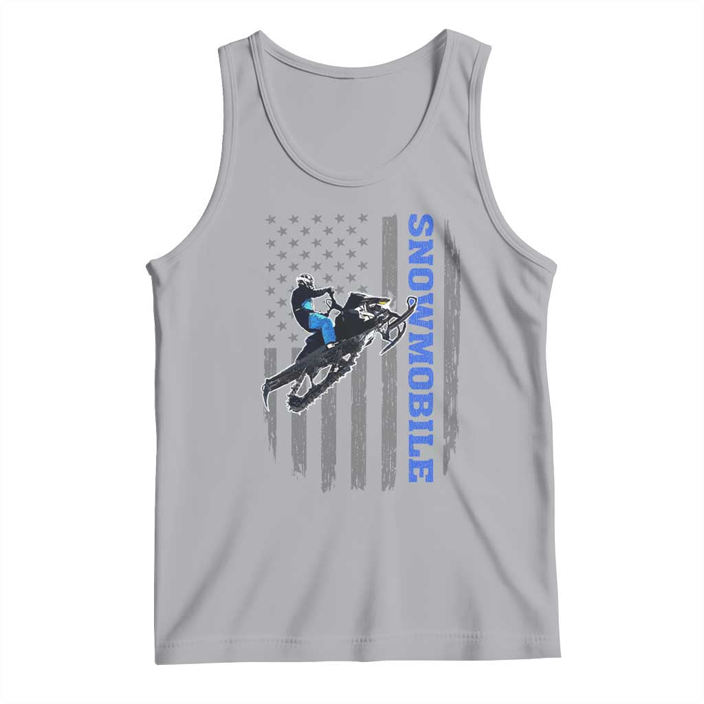 Snowmobile American Flag Snowcross Riding Winter Sport Tank Top TS11 Athletic Heather Print Your Wear