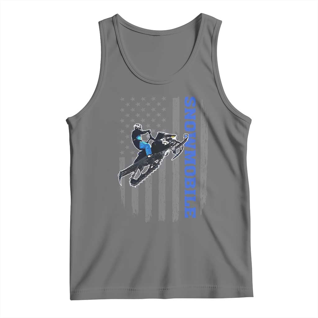 Snowmobile American Flag Snowcross Riding Winter Sport Tank Top TS11 Black Heather Print Your Wear
