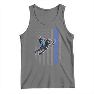 Snowmobile American Flag Snowcross Riding Winter Sport Tank Top TS11 Black Heather Print Your Wear