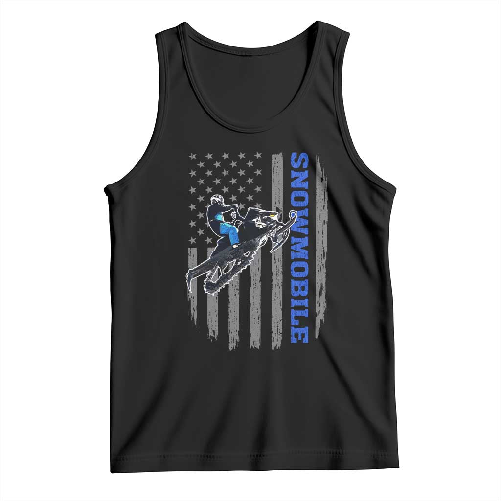 Snowmobile American Flag Snowcross Riding Winter Sport Tank Top TS11 Black Print Your Wear