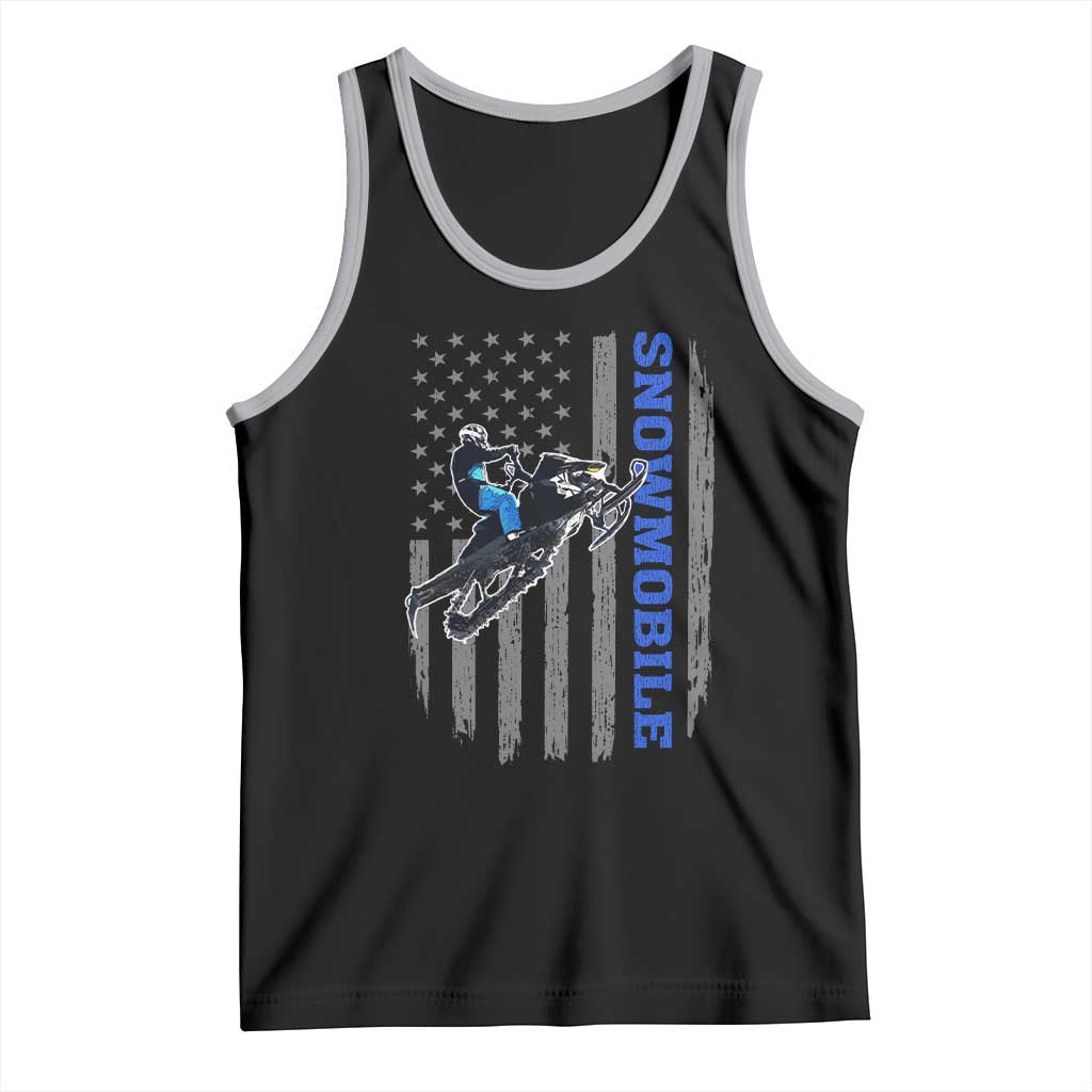 Snowmobile American Flag Snowcross Riding Winter Sport Tank Top TS11 Black Athletic Heather Print Your Wear