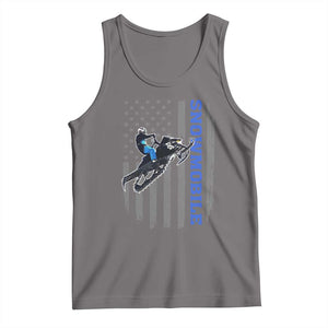 Snowmobile American Flag Snowcross Riding Winter Sport Tank Top TS11 Deep Heather Print Your Wear