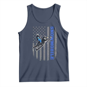 Snowmobile American Flag Snowcross Riding Winter Sport Tank Top TS11 Navy Print Your Wear