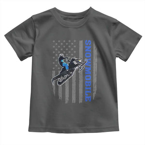 Snowmobile American Flag Snowcross Riding Winter Sport Toddler T Shirt TS11 Dark Heather Print Your Wear