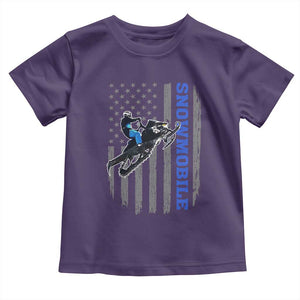 Snowmobile American Flag Snowcross Riding Winter Sport Toddler T Shirt TS11 Purple Print Your Wear
