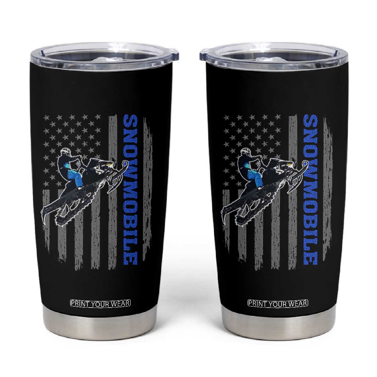 Snowmobile American Flag Snowcross Riding Winter Sport Tumbler Cup TS11 Black Print Your Wear