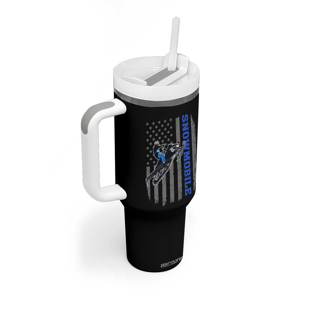 Snowmobile American Flag Snowcross Riding Winter Sport Tumbler With Handle TS11 Print Your Wear