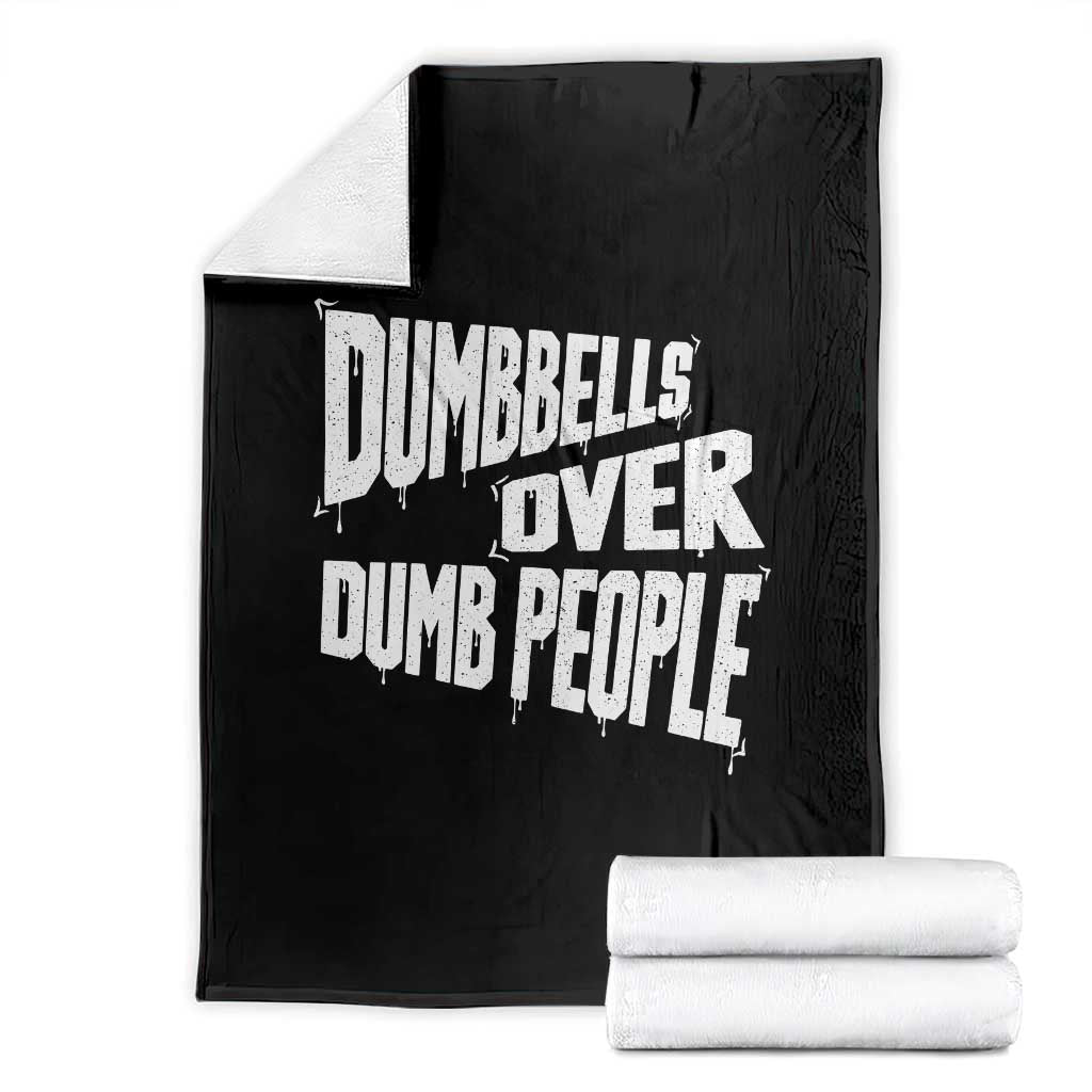 Funny Dumbbells Over Dumb People Throw Blanket Gym Workout Fitness Motivation TS11 Black Print Your Wear