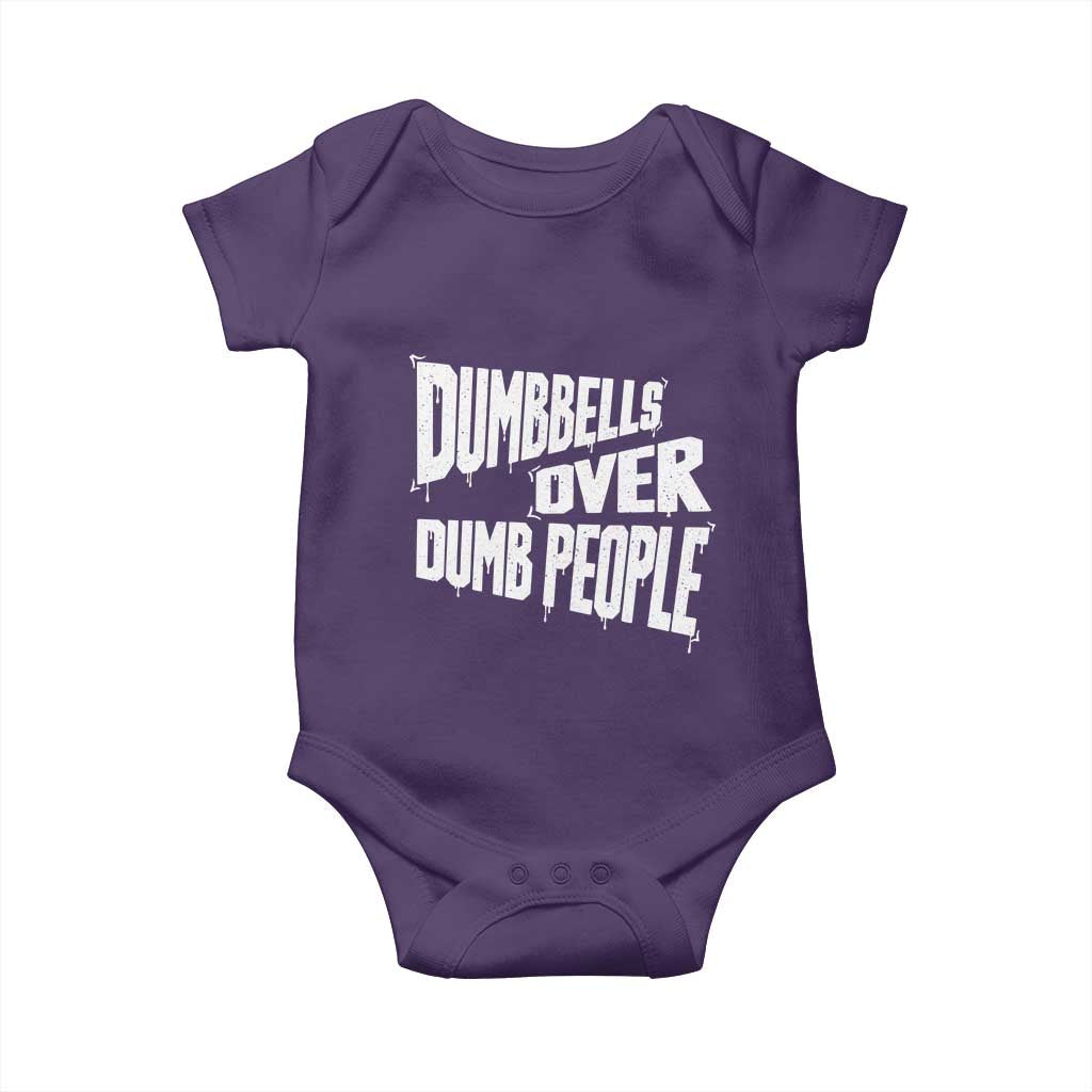 Funny Dumbbells Over Dumb People Baby Onesie Gym Workout Fitness Motivation TS11 Purple Print Your Wear