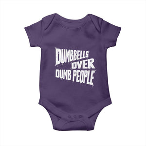 Funny Dumbbells Over Dumb People Baby Onesie Gym Workout Fitness Motivation TS11 Purple Print Your Wear