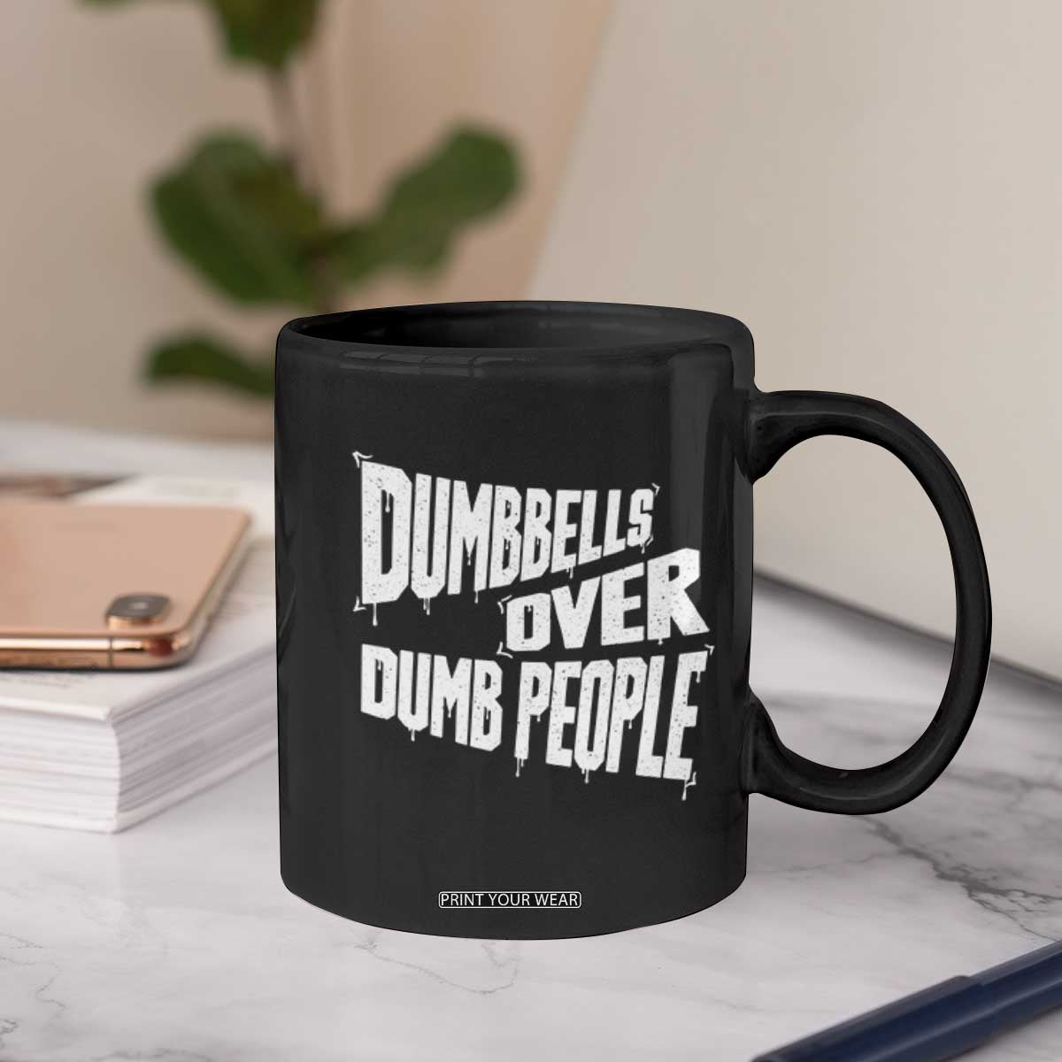 Funny Dumbbells Over Dumb People Coffee Mug Gym Workout Fitness Motivation TS11 Print Your Wear