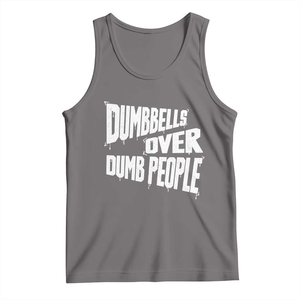 Funny Dumbbells Over Dumb People Tank Top Gym Workout Fitness Motivation TS11 Deep Heather Print Your Wear