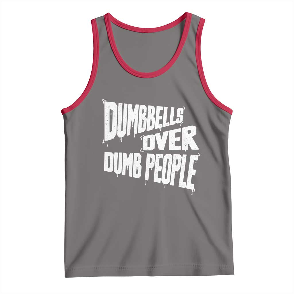 Funny Dumbbells Over Dumb People Tank Top Gym Workout Fitness Motivation TS11 Deep Heather Red Print Your Wear