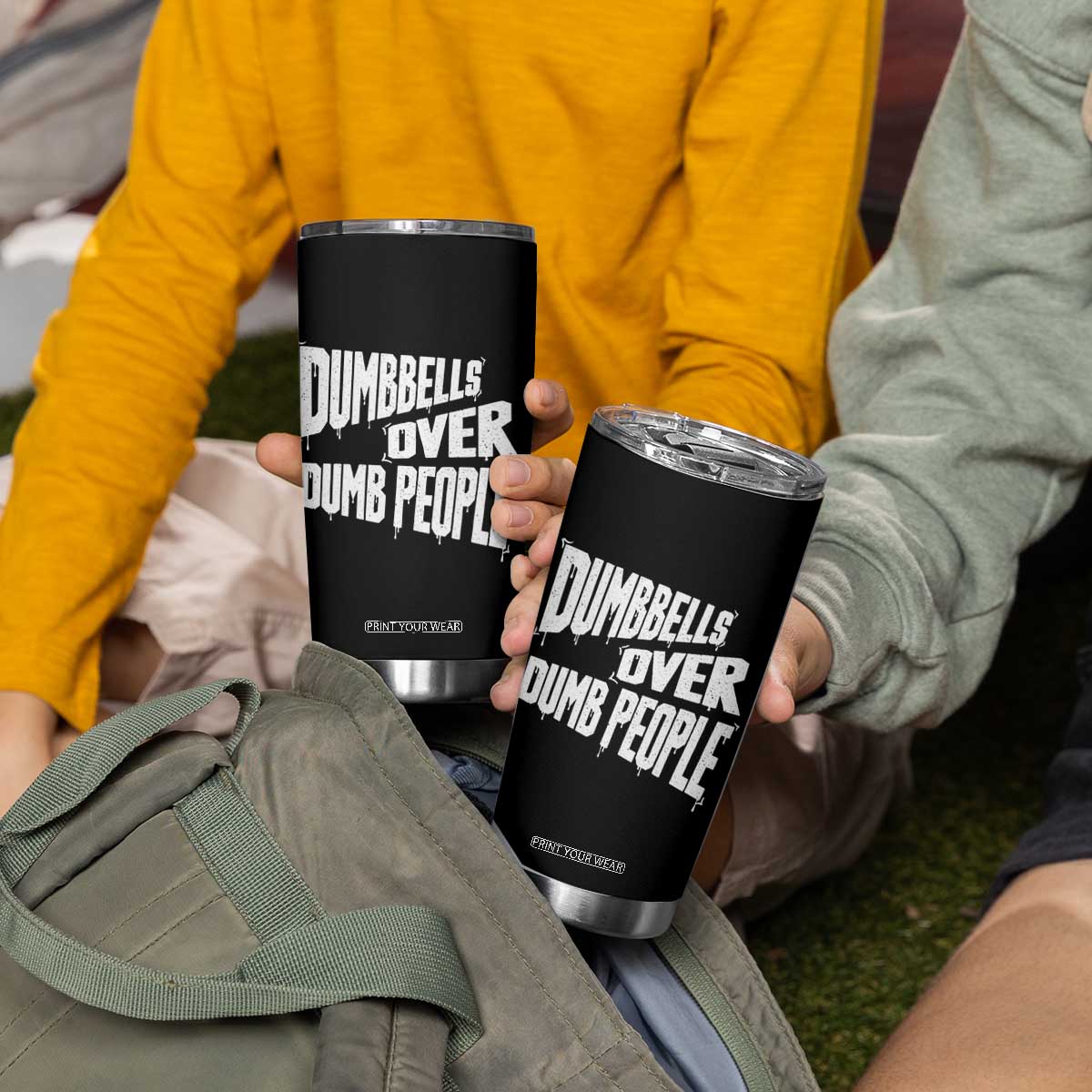 Funny Dumbbells Over Dumb People Tumbler Cup Gym Workout Fitness Motivation TS11 Print Your Wear