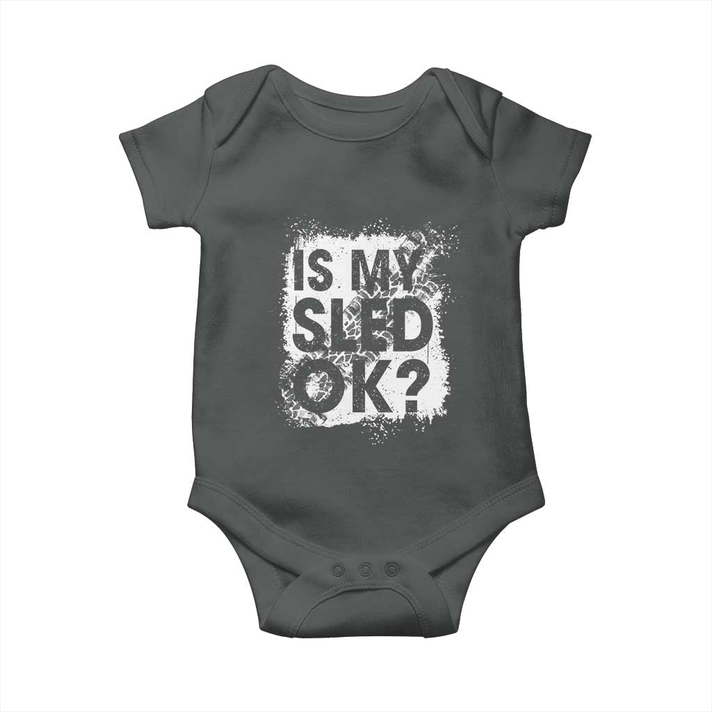 Funny Snowmobile Baby Onesie Is My Sled Ok Winter Sport Snowmobile Track TS11 Dark Heather Print Your Wear
