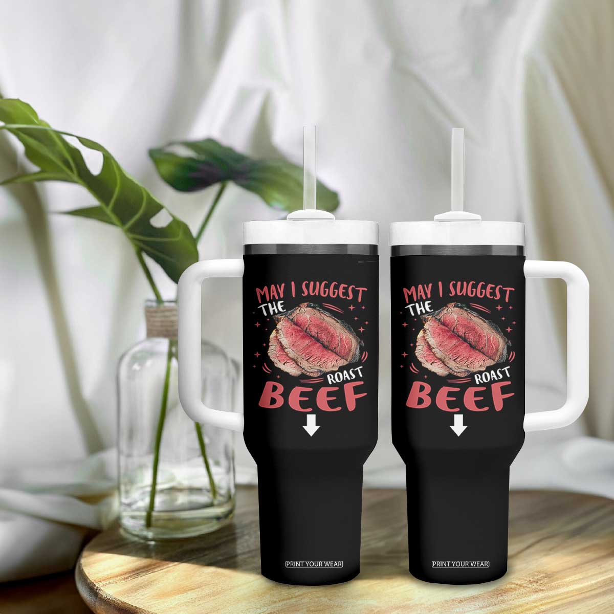 Funny May I Suggest The Roast Beef Tumbler With Handle Embarrassing Inappropriate Adult Humor TS11 Print Your Wear