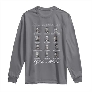 Celebrating 100 Years Of Black History Month 1926 2026 Long Sleeve Shirt Black Leaders TS11 Charcoal Print Your Wear