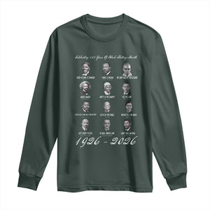 Celebrating 100 Years Of Black History Month 1926 2026 Long Sleeve Shirt Black Leaders TS11 Dark Forest Green Print Your Wear