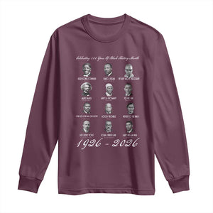 Celebrating 100 Years Of Black History Month 1926 2026 Long Sleeve Shirt Black Leaders TS11 Maroon Print Your Wear