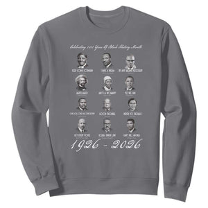 Celebrating 100 Years Of Black History Month 1926 2026 Sweatshirt Black Leaders TS11 Charcoal Print Your Wear