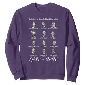 Celebrating 100 Years Of Black History Month 1926 2026 Sweatshirt Black Leaders TS11 Purple Print Your Wear