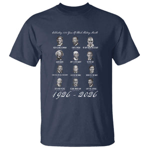 Celebrating 100 Years Of Black History Month 1926 2026 T Shirt Black Leaders TS11 Navy Print Your Wear