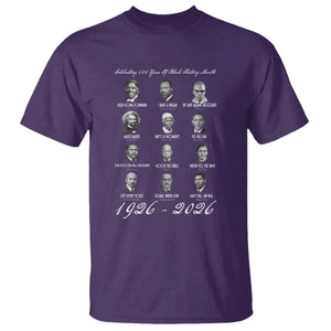 Celebrating 100 Years Of Black History Month 1926 2026 T Shirt Black Leaders TS11 Purple Print Your Wear
