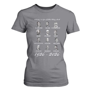Celebrating 100 Years Of Black History Month 1926 2026 T Shirt For Women Black Leaders TS11 Charcoal Print Your Wear