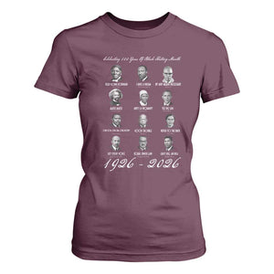 Celebrating 100 Years Of Black History Month 1926 2026 T Shirt For Women Black Leaders TS11 Maroon Print Your Wear
